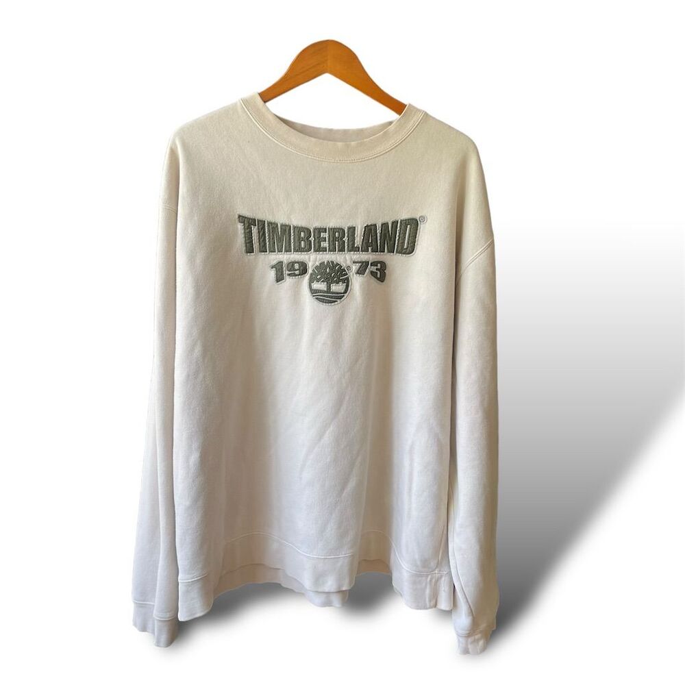 Vintage Timberland Embroidered Crewneck Sweatshirt Men’s 2XL White Pullover